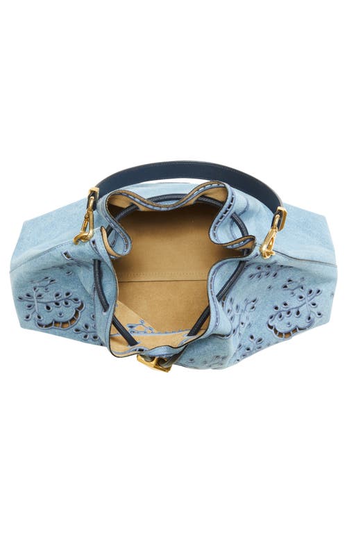 Jimmy Choo Bon Bon Cinch Eyelet Denim Bucket Bag