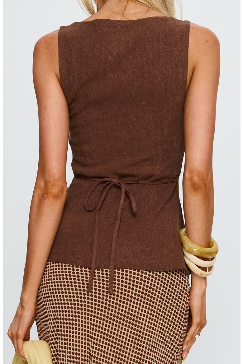 Spirito Square Neck Linen Blend Cutaway Vest, Alternate, color, BROWN