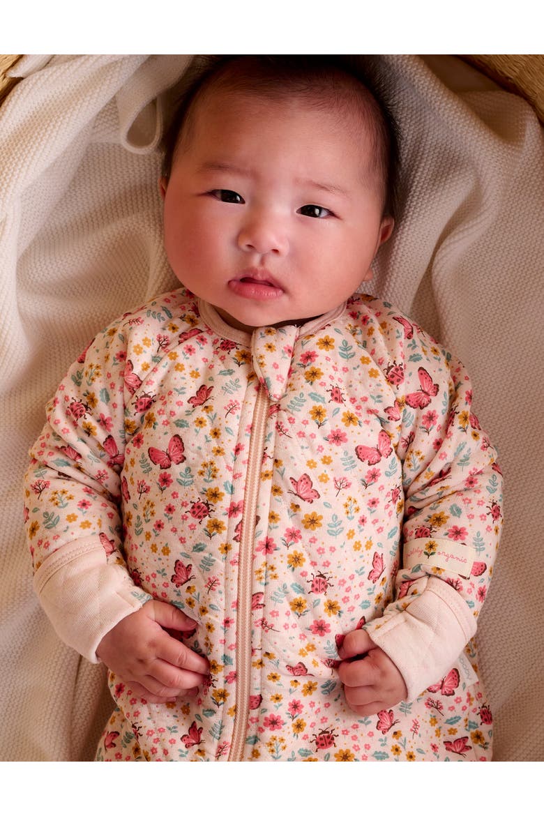 Baby Girl's Quilted Footie, Alternate, color, Butterfly Print