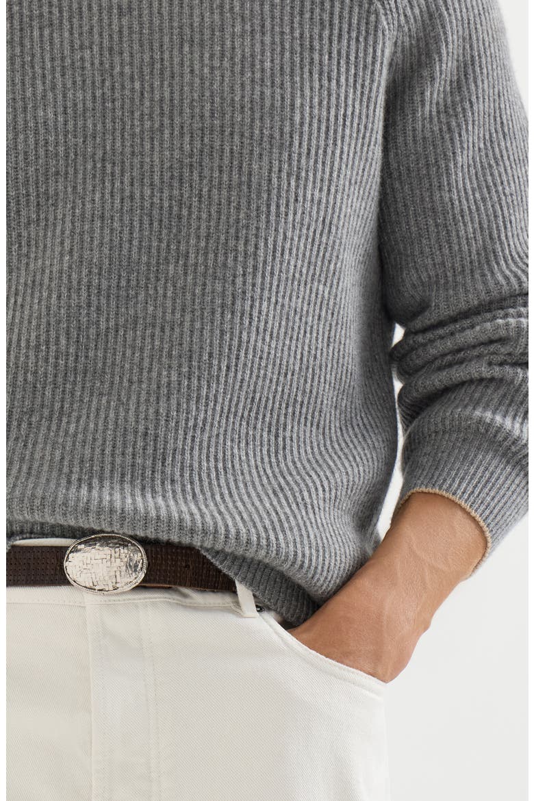 Cashmere English rib sweater with raglan sleeves, Alternate, color, Dark Grey