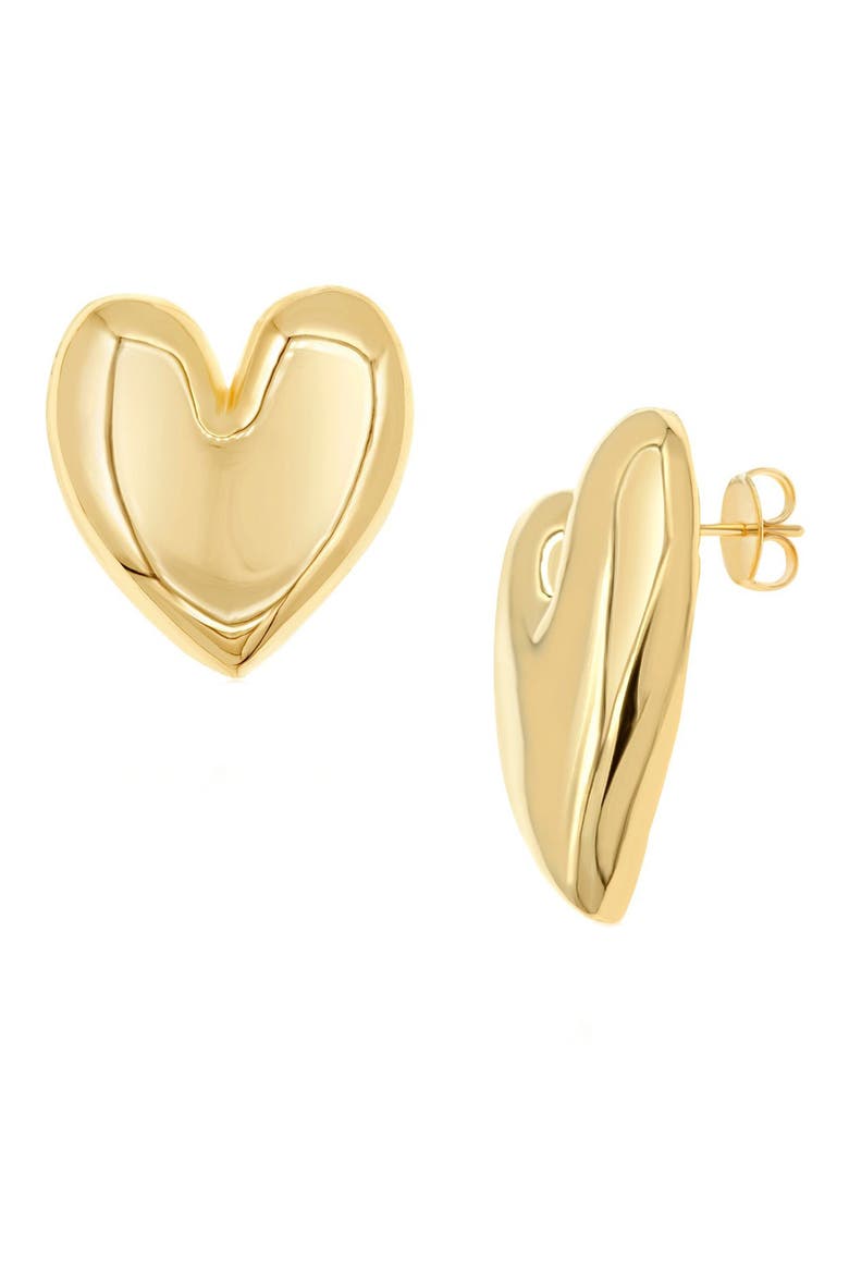 Oversize Puffy Heart Statement Earrings, Alternate, color, GOLD