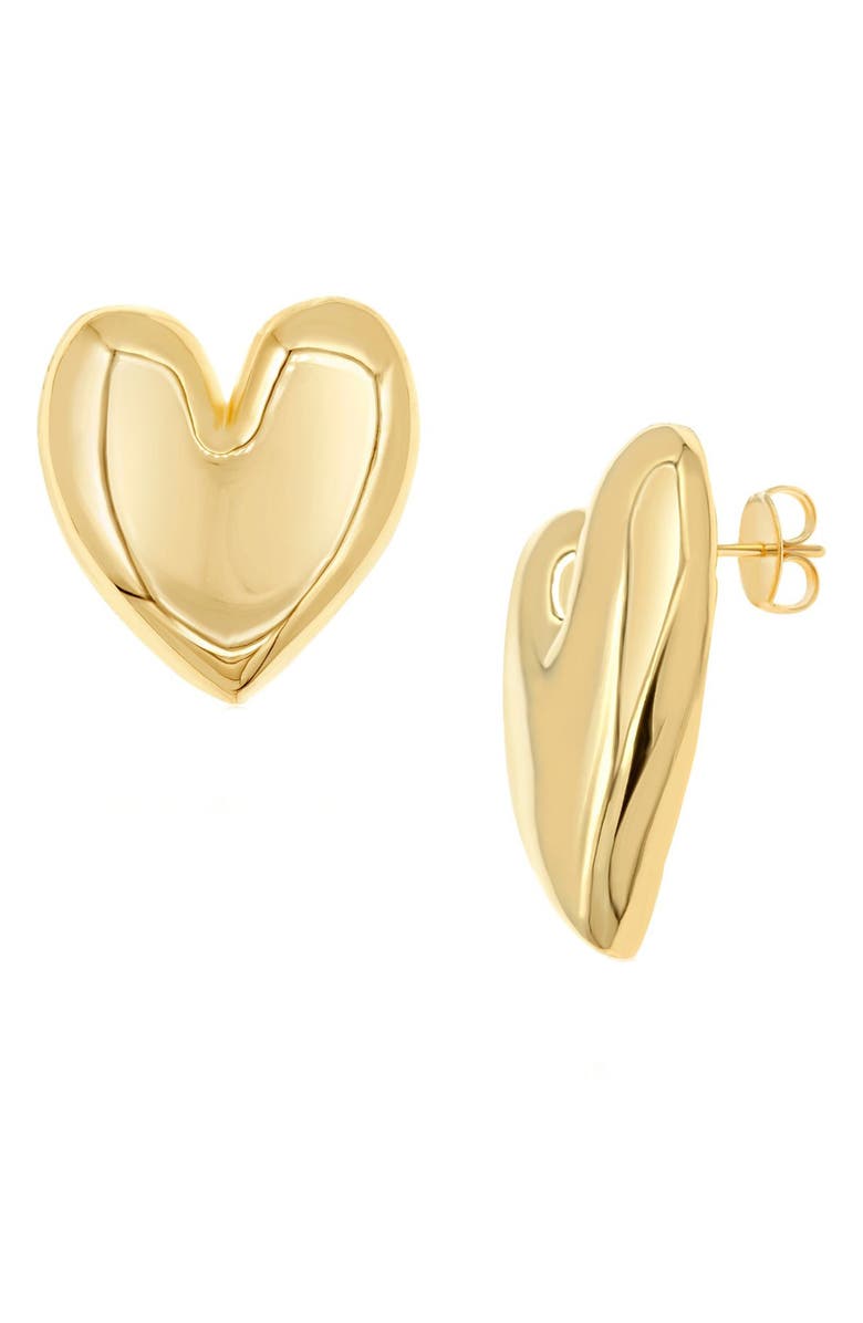 SHYMI Oversize Puffy Heart Statement Earrings, Alternate, color, Gold