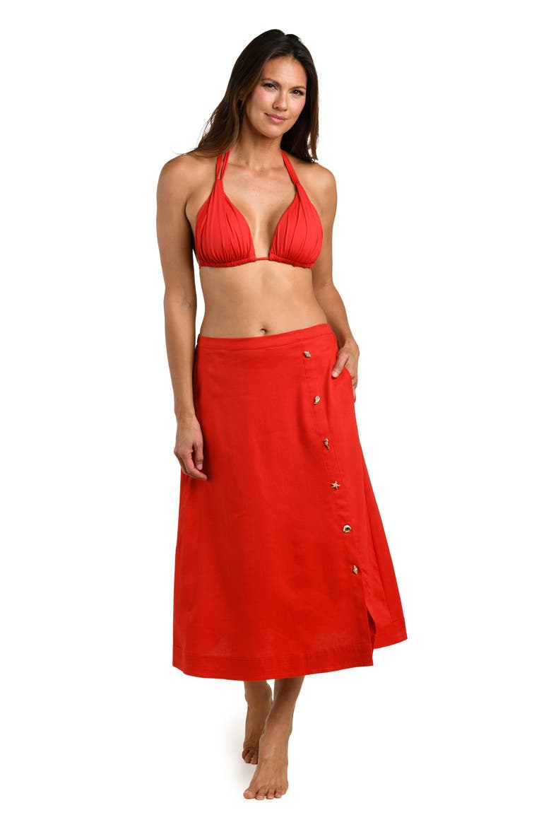 Harbor Breeze Midi Cover-Up Skirt, Alternate, color, RUBY