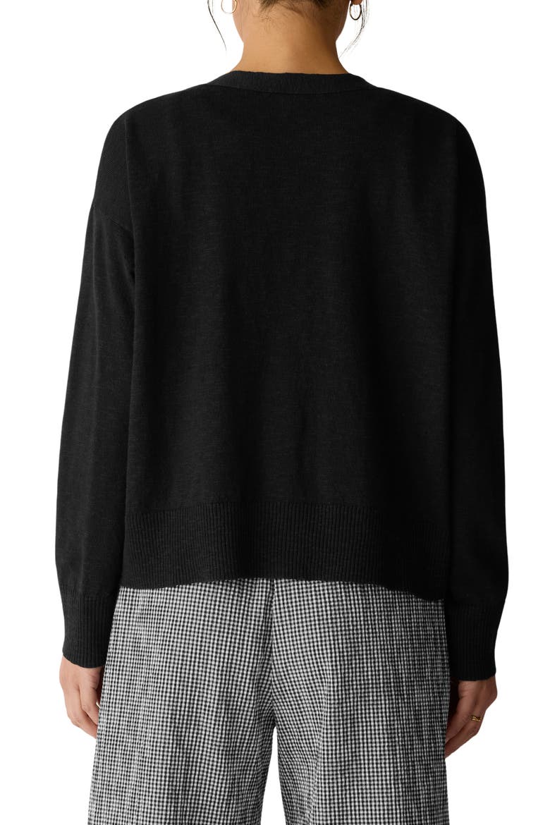 Organic Cotton & Organic Linen Cardigan, Alternate, color, BLACK