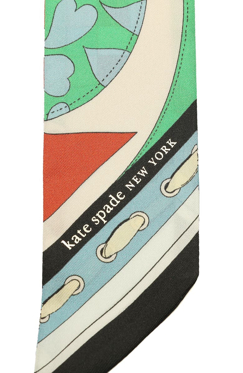 Kate Spade New York repatched silk skinny scarf, Alternate, color, Blue/Green