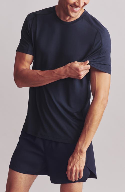 Rhone Invictus Perforated Performance T-shirt In True Navy
