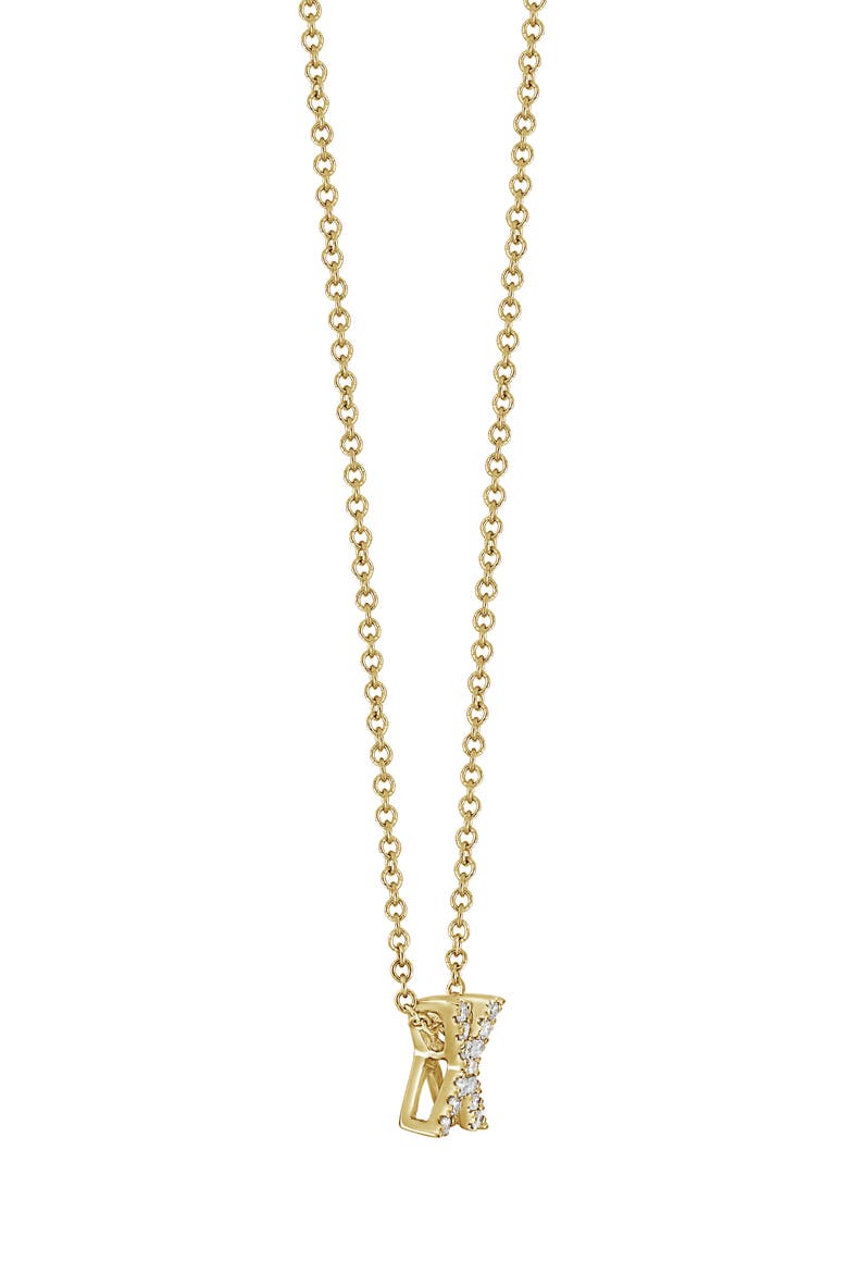 18k Gold Pavé Diamond Initial Pendant Necklace, Alternate, color, 18K YELLOW GOLD - X