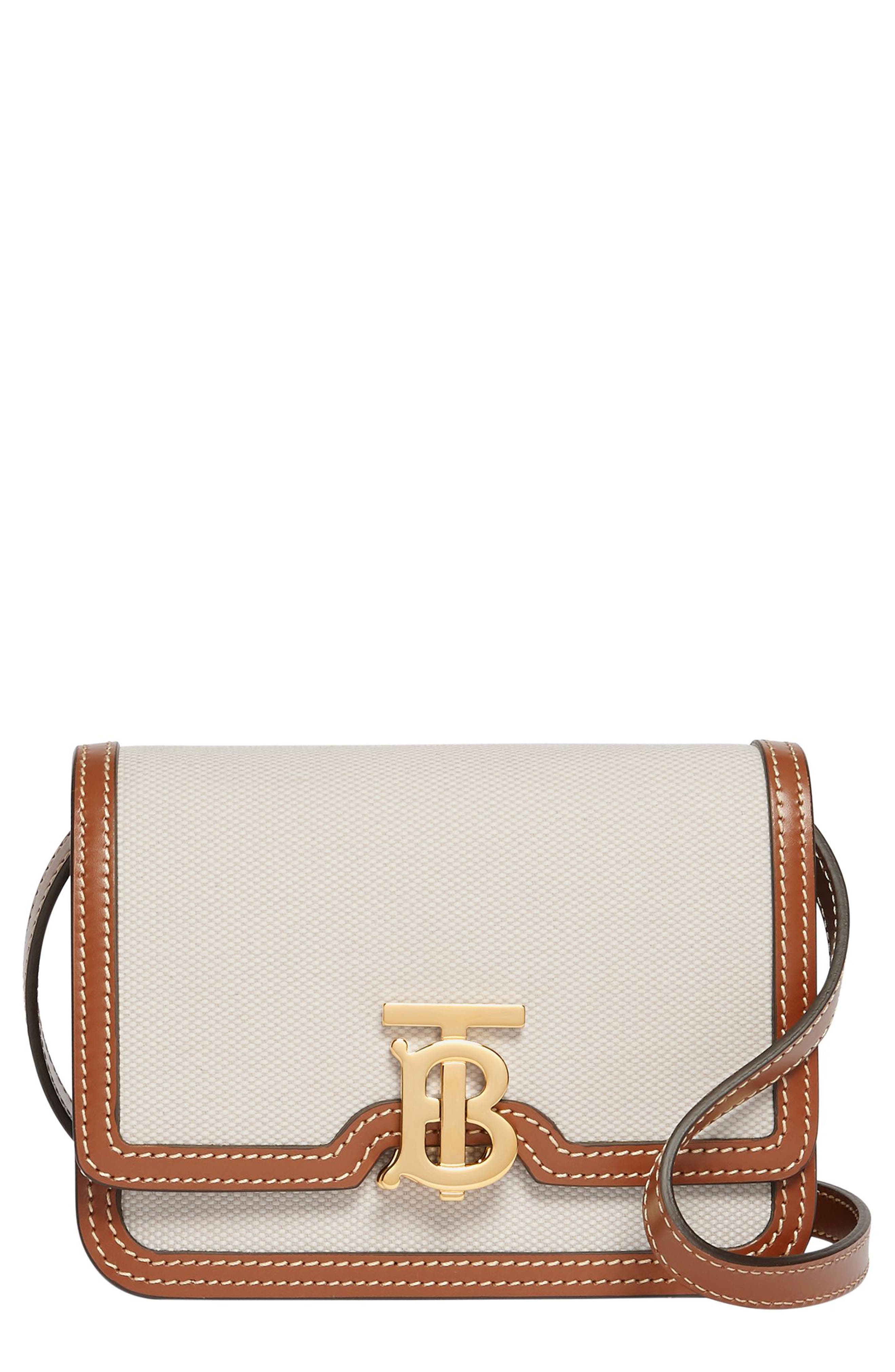 Burberry TB Monogram Canvas & Leather Shoulder Bag, Main, color, 