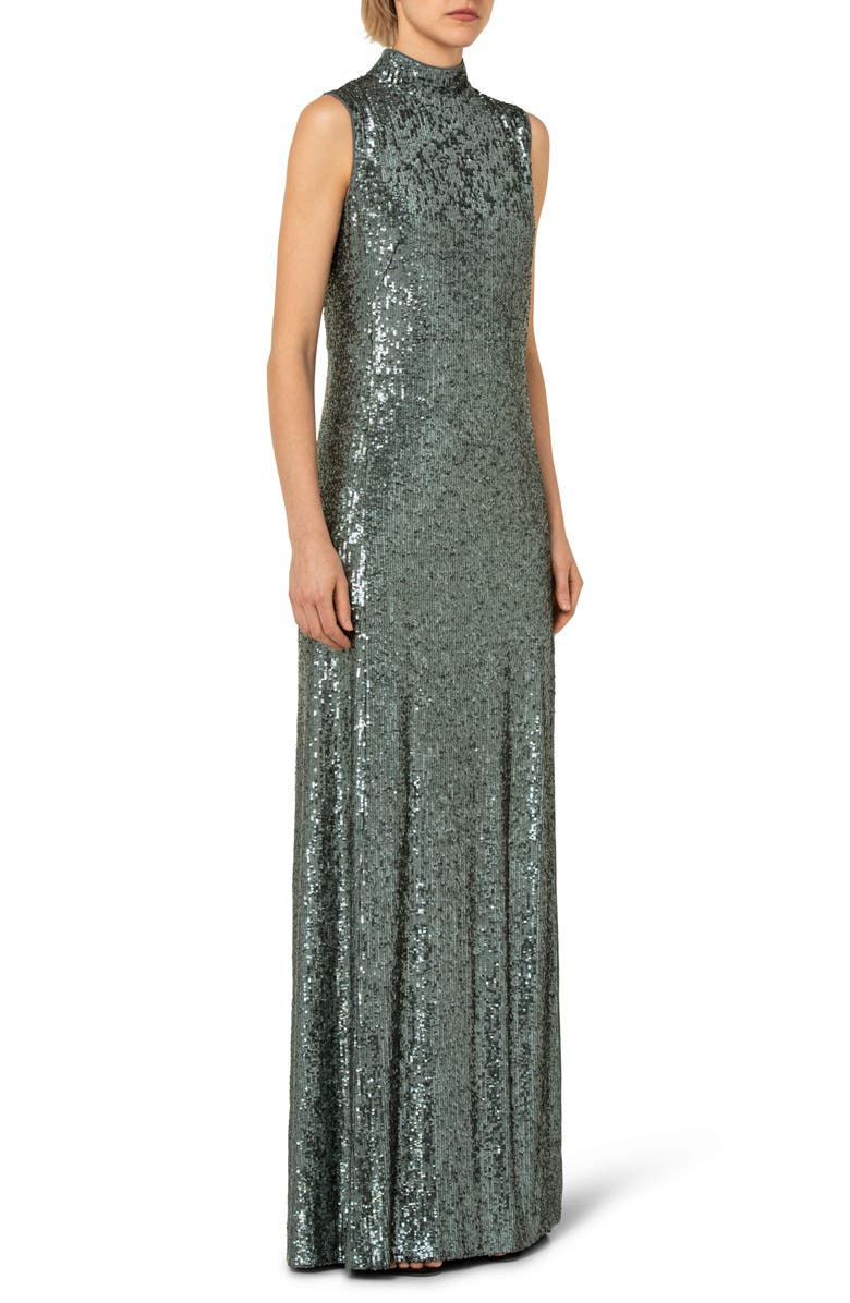 Akris Mock Neck Sequin Jersey Gown, Alternate, color, 