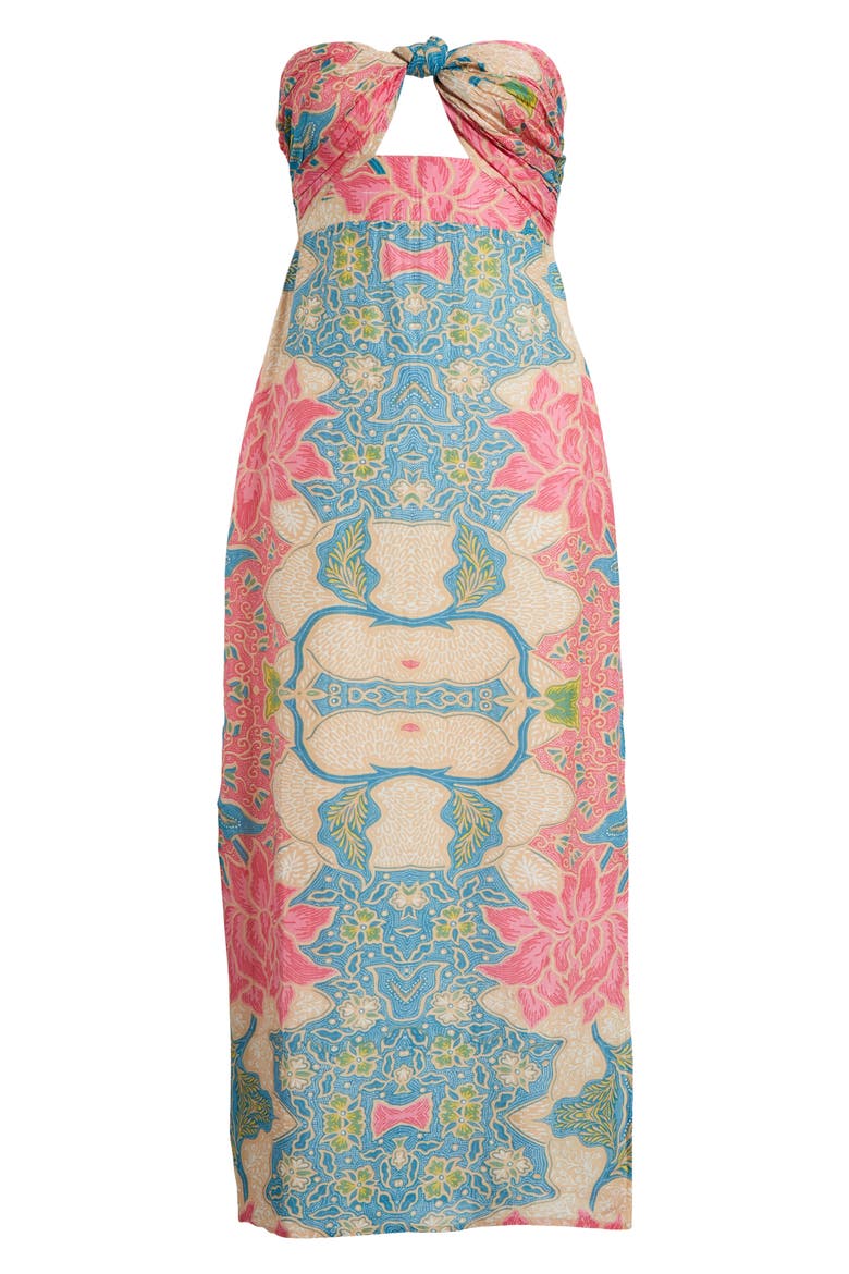Bowie Strapless Maxi Cover-Up Sundress, Alternate, color, BEIGE PINK FLORAL