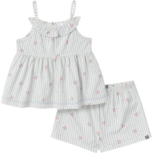 Modern Moments™ By Gerber Ruffle Top And Shorts Set In Light Blue Cherry Stripes