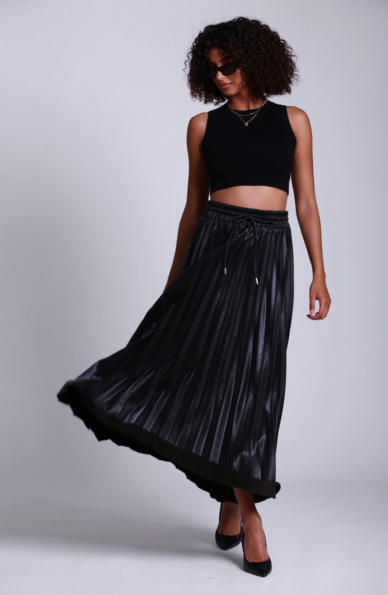 Avec Les Filles Accordion Pleat Faux Leather Maxi Skirt, Alternate, color,