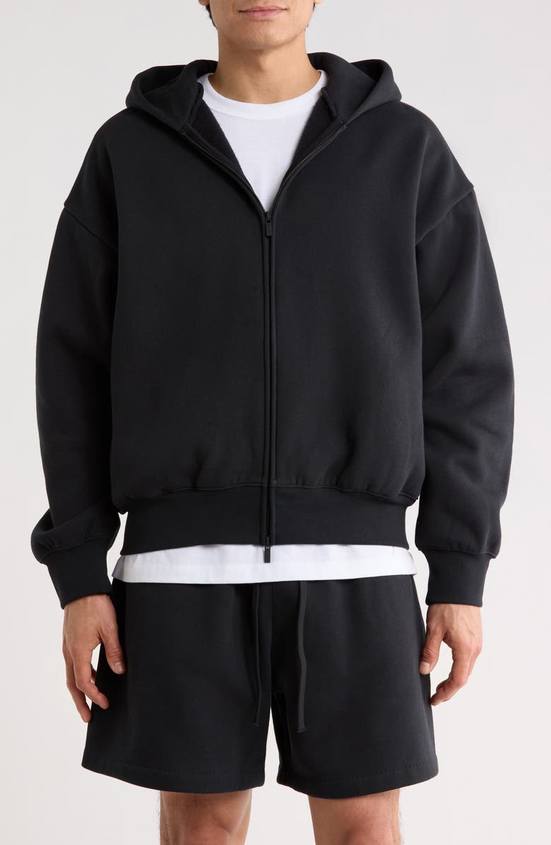 Fear of God Essentials Classic Fit Fleece Zip Hoodie, Main, color, Vintage Black