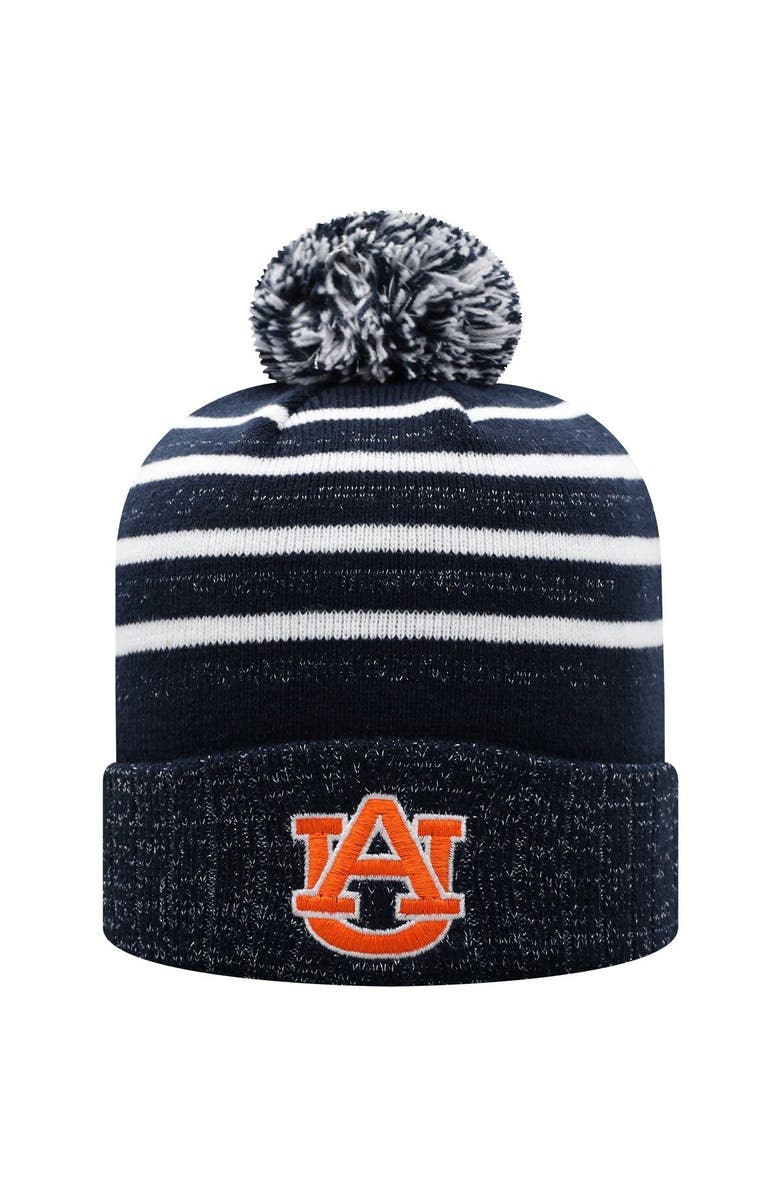 TOP OF THE WORLD Women's Top of the World Navy Auburn Tigers Shimmering Cuffed Knit Hat with Pom, Main, color,
