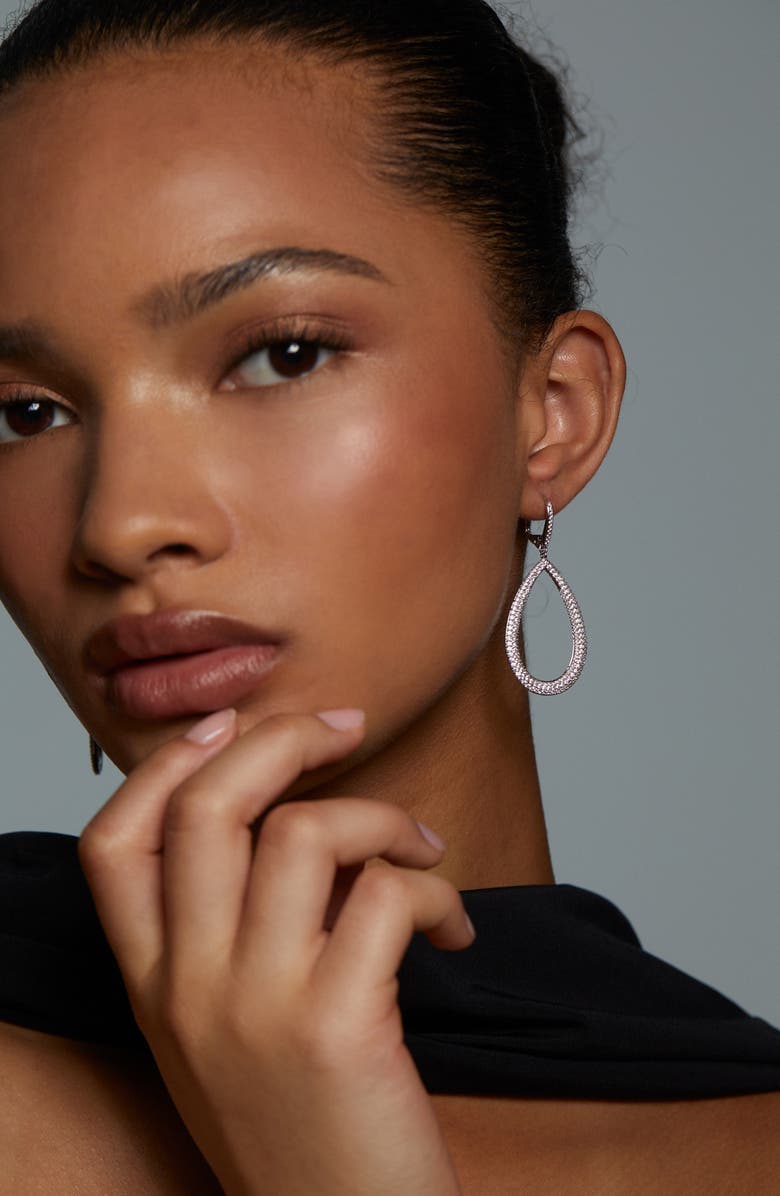 Nadri Crushed Teardrop Earrings, Alternate, color, Rhodium