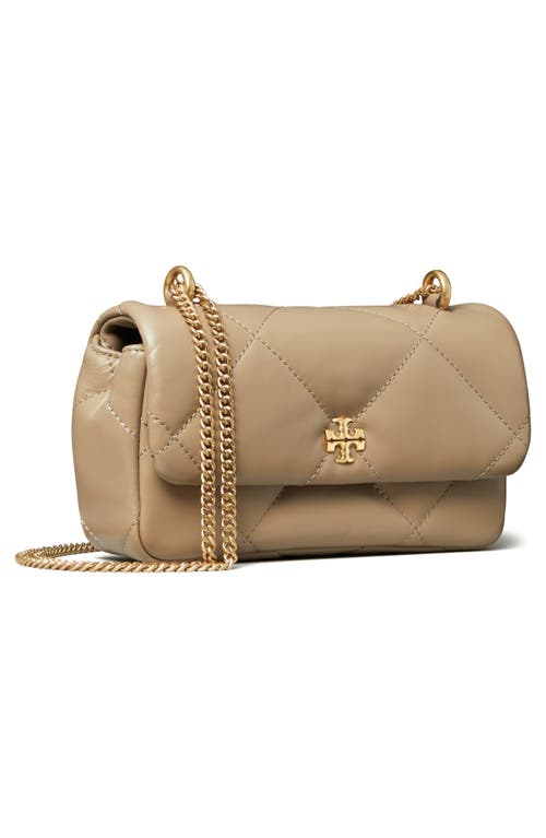 Tory Burch Kira Mini Diamond Quilted Leather Crossbody Bag In Taupe Oak