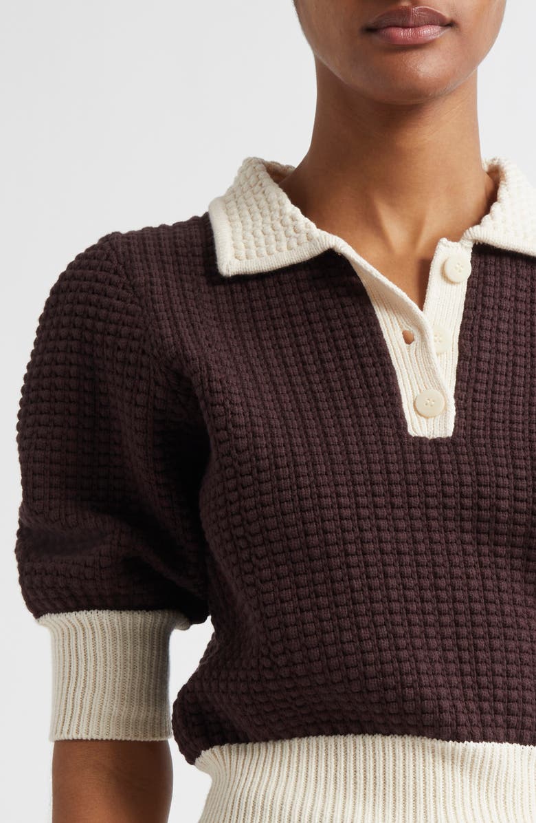 STAUD Altea Cotton Blend Polo Sweater, Alternate, color, 