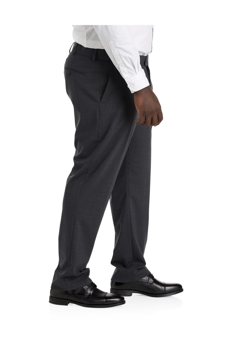 Oak Hill by DXL Big & Tall Perfect Fit Waist-Relaxer Flat-Front Suit Pants, Alternate, color, Charcoal