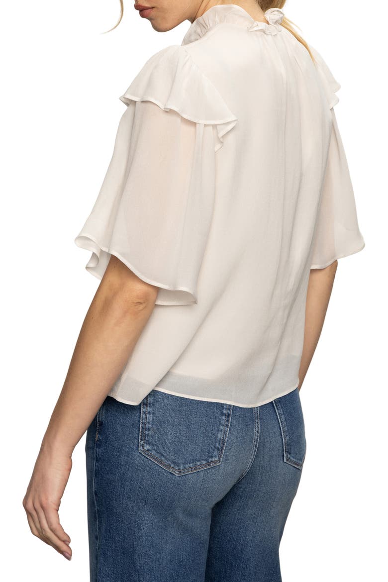 Deja Vu Ruffle Flutter Sleeve Button-Up Shirt, Alternate, color, LIGHT OAT BEIGE