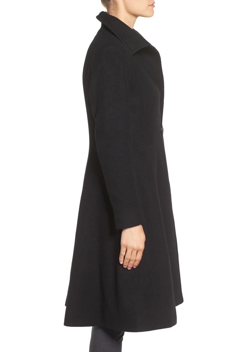 Isabella Skirted Wool Blend Coat, Alternate, color, BLACK