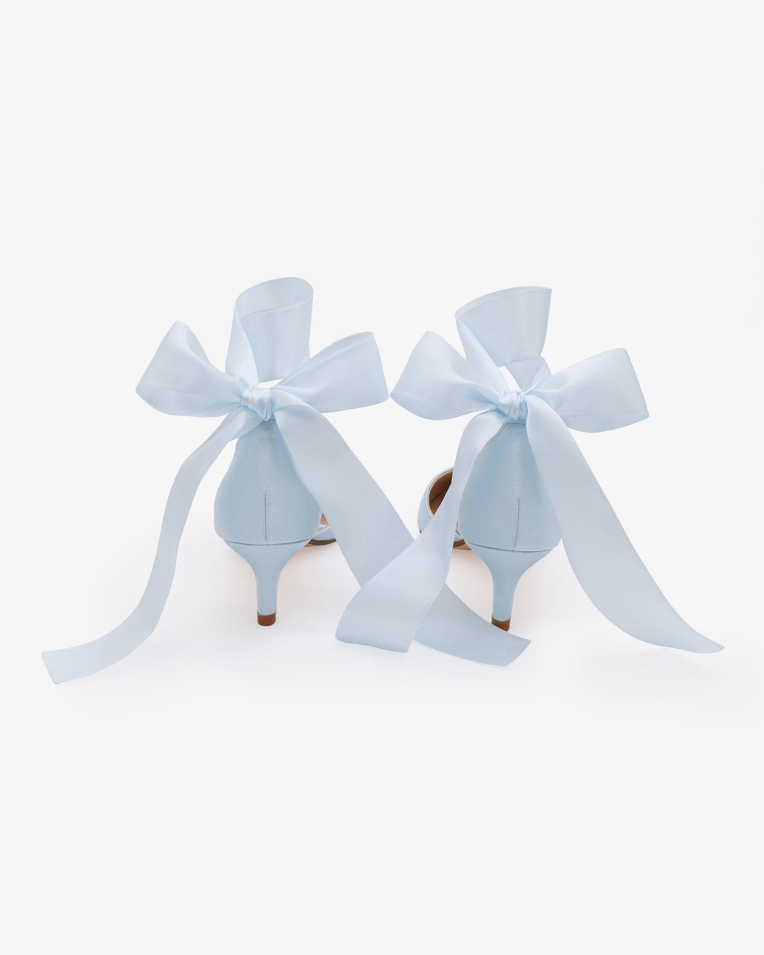 Farah Satin Pointy Toe Kitten Low Heel with Wrapped Satin Ribbon Tie, Alternate, color, Light Blue