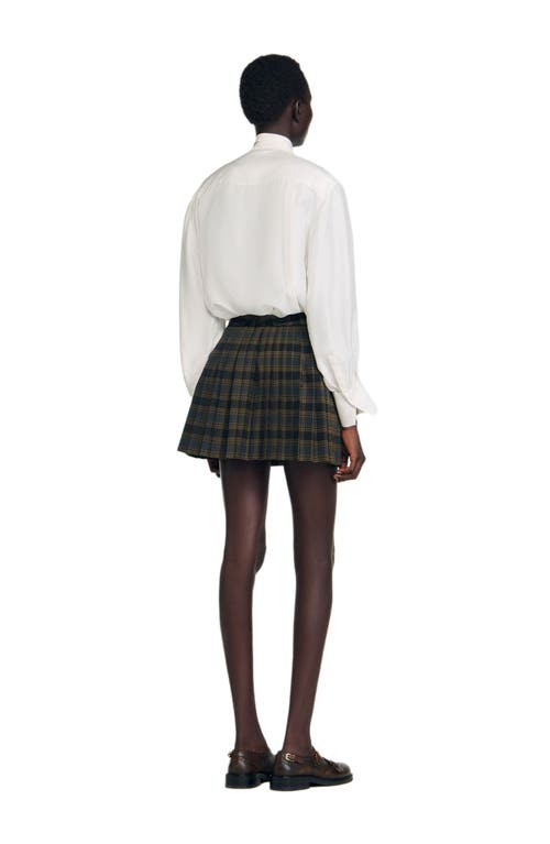Sandro Short Checked Pleated Skirt In Multi