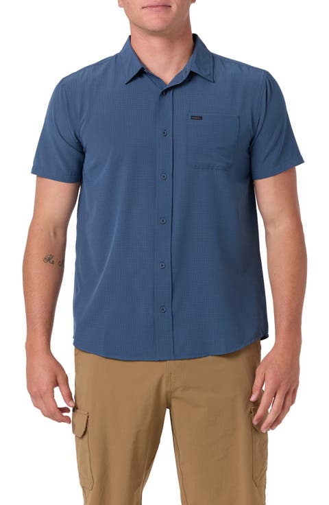 TRVLR Perforated Performance Short Sleeve Button Up Shirt
