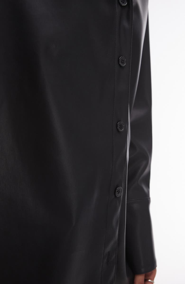 Topshop Oversize Drop Shoulder Faux Leather Shirt, Alternate, color, 