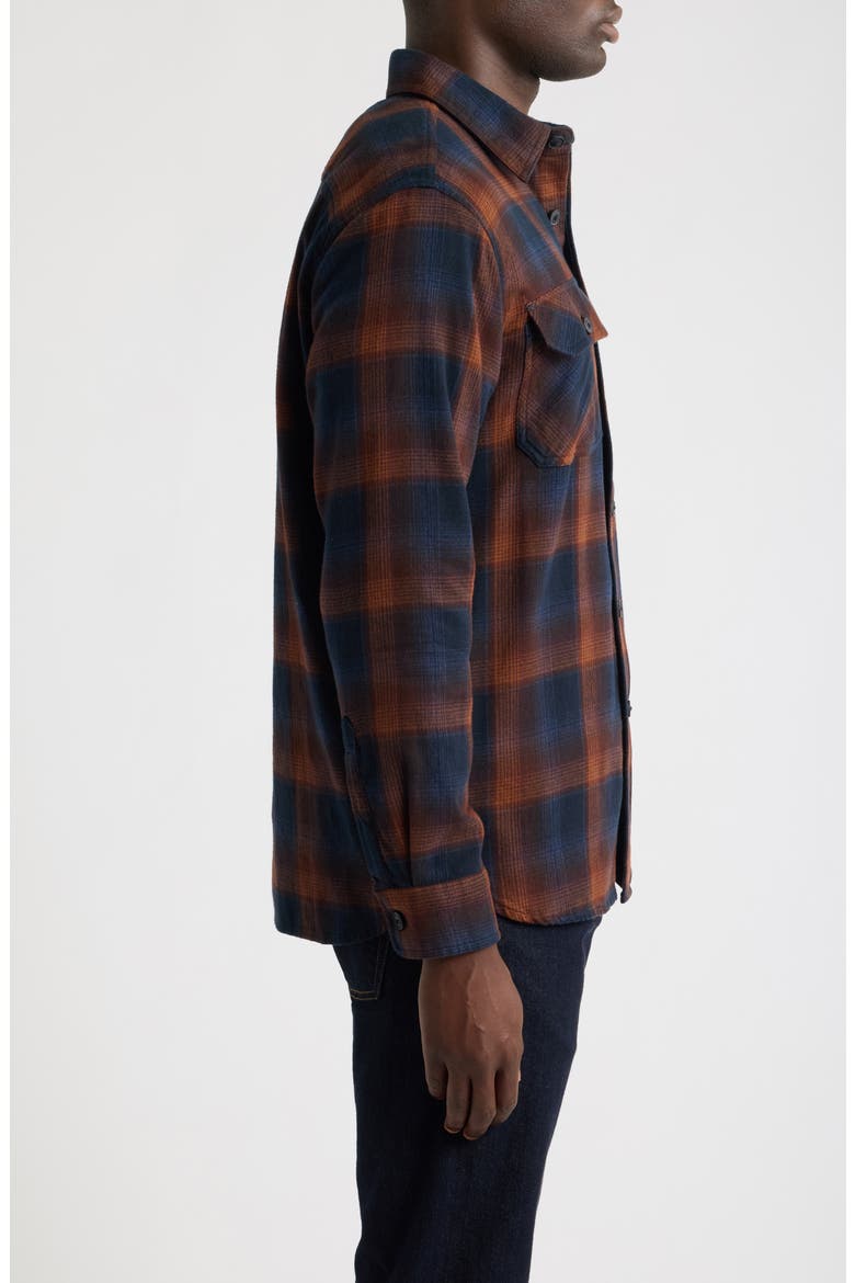 Burnside Plaid Cotton Flannel Shirt, Alternate, color, NAVY/ BROWN PLAID