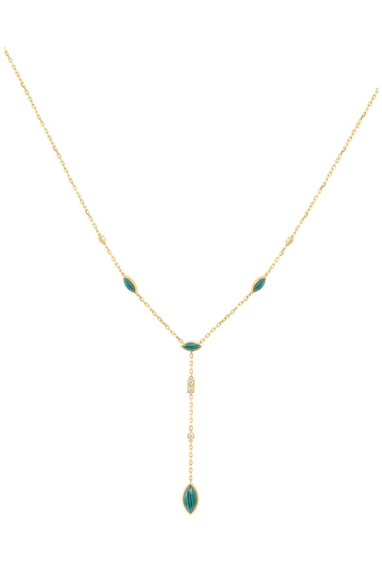 Diamond & Malachite Lariat Necklace, Main, color, GREEN