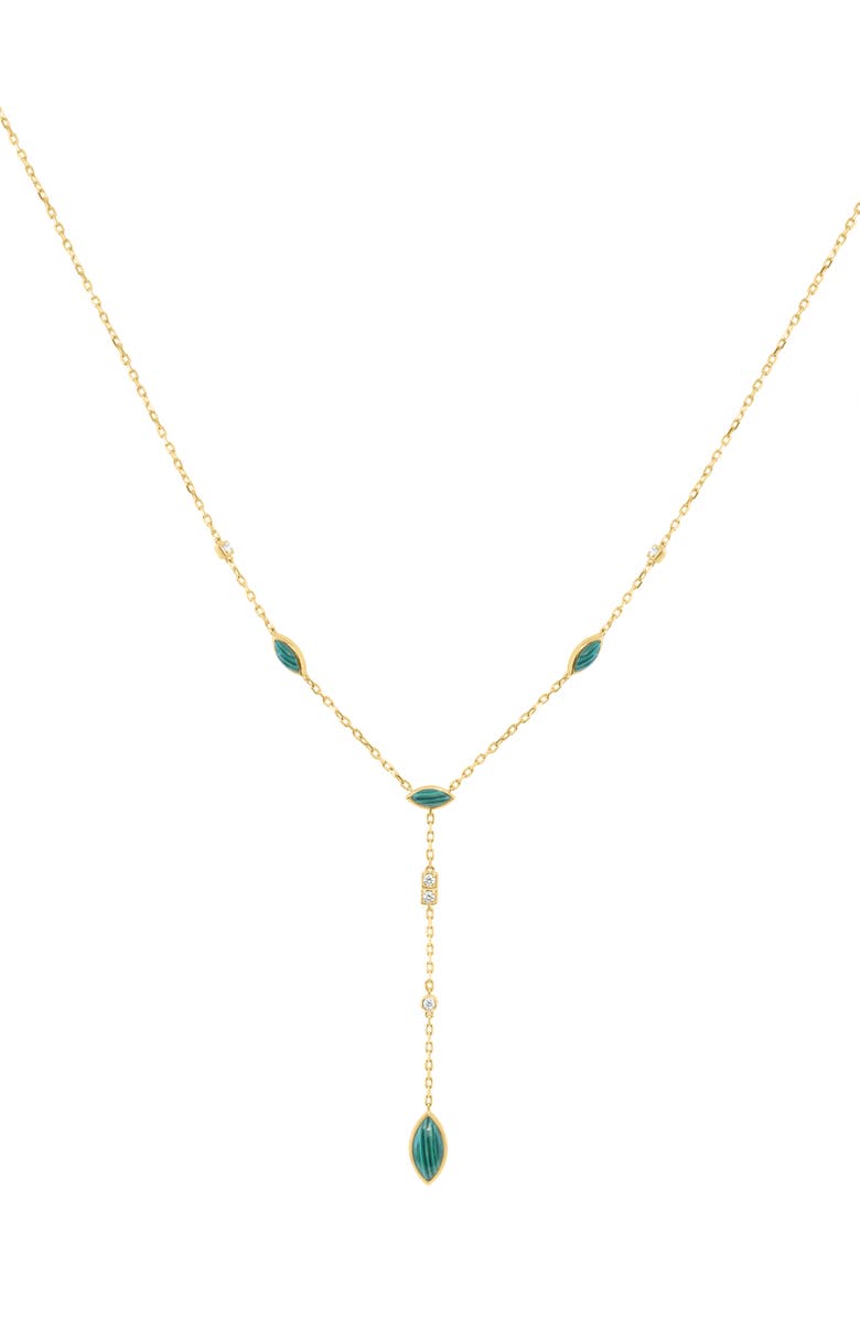 EFFY Diamond & Malachite Lariat Necklace, Main, color, Green