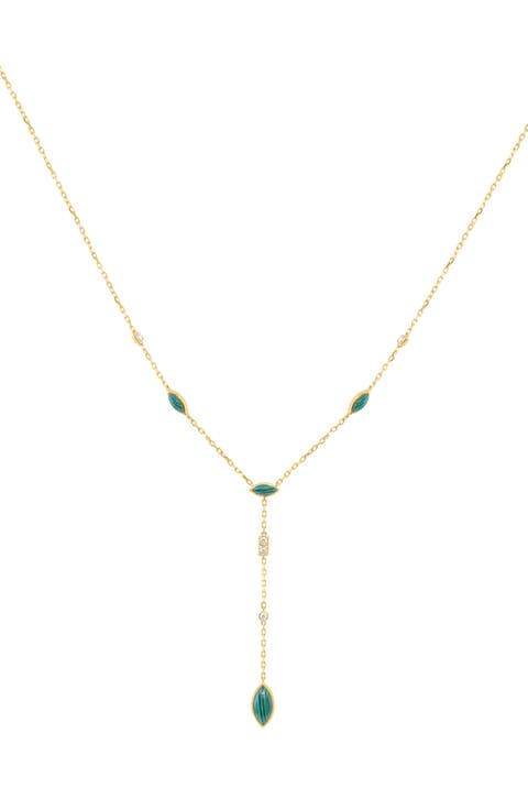 Diamond & Malachite Lariat Necklace