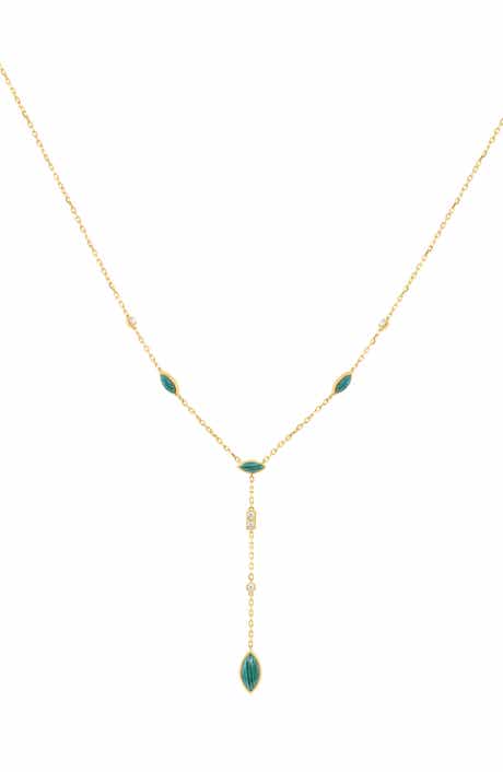 EFFY Diamond & Malachite Lariat Necklace