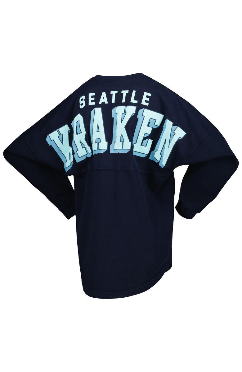 FANATICS Women's Fanatics Branded Deep Sea Blue Seattle Kraken Spirit Lace-Up V-Neck Long Sleeve Jersey T-Shirt, Alternate, color, 