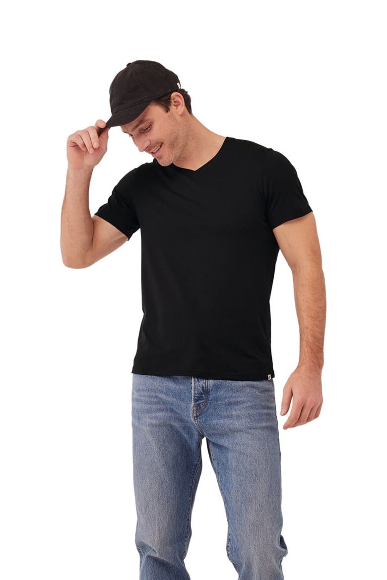 Organic Softspun V-Neck Tee, Alternate, color, Black