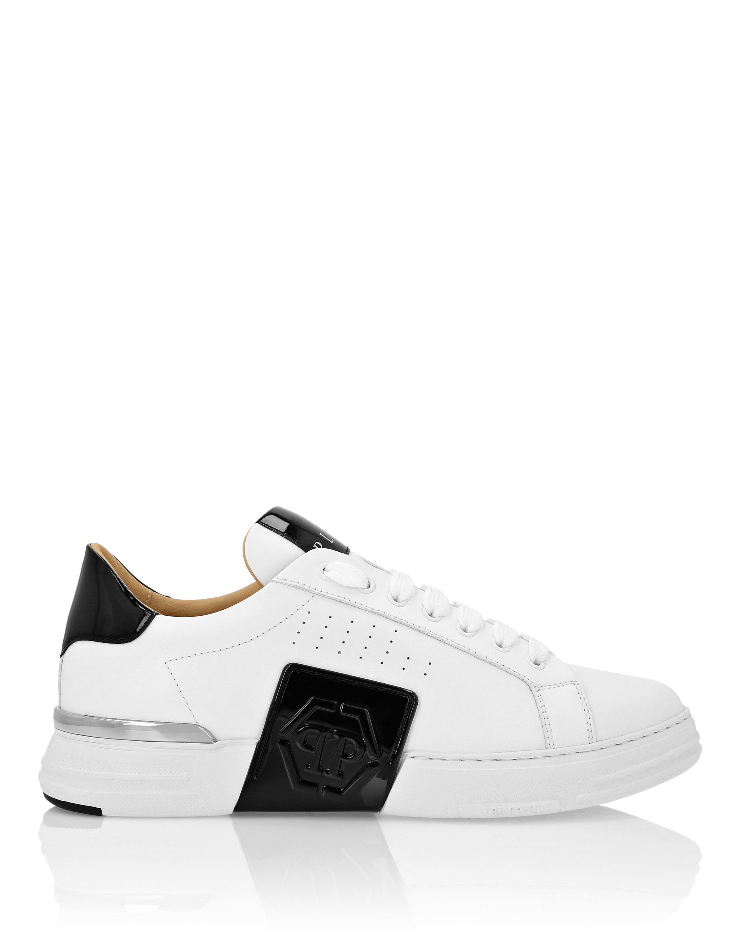 Mix Leather Lo-Top Sneakers Hexagon Unisex, Alternate, color, white