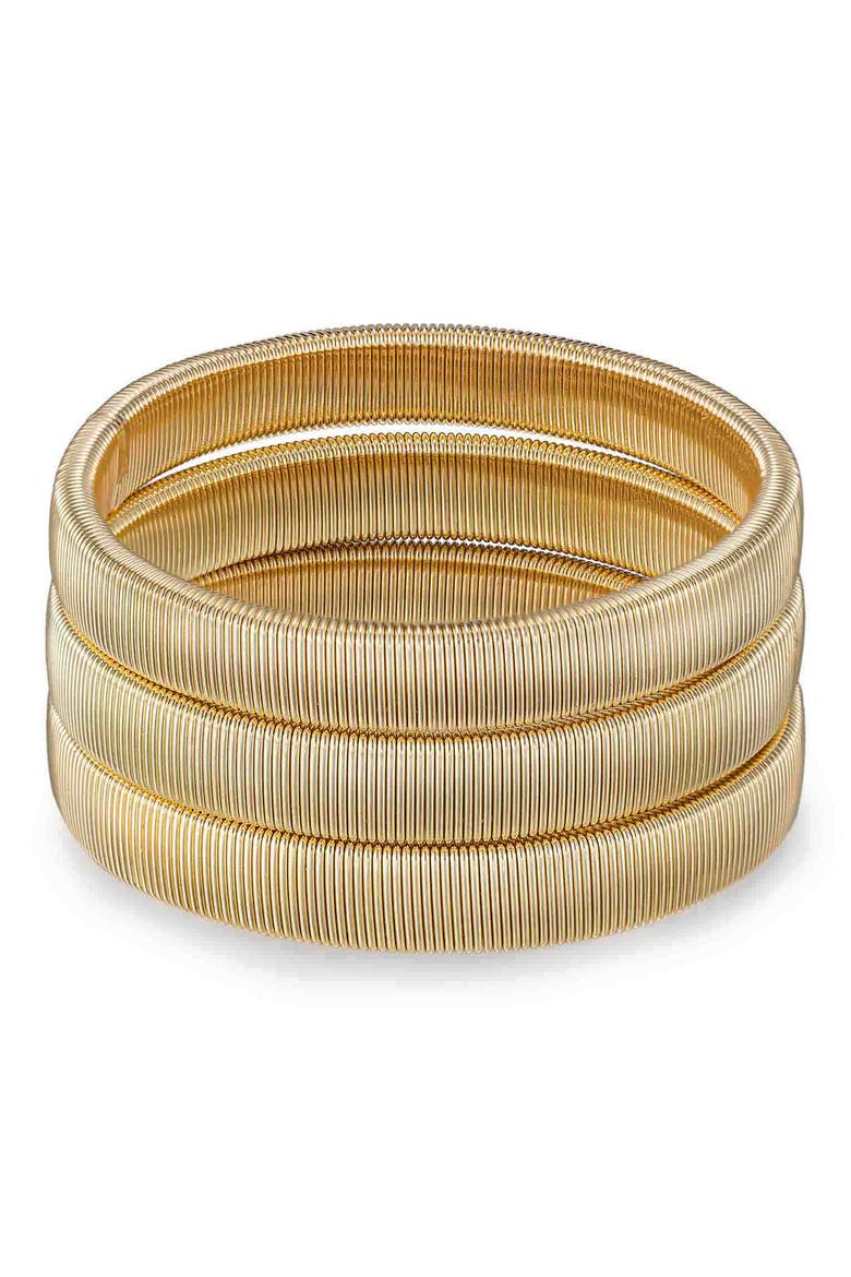 Set of 3 Stretch Flex Cuffs, Main, color, GOLD