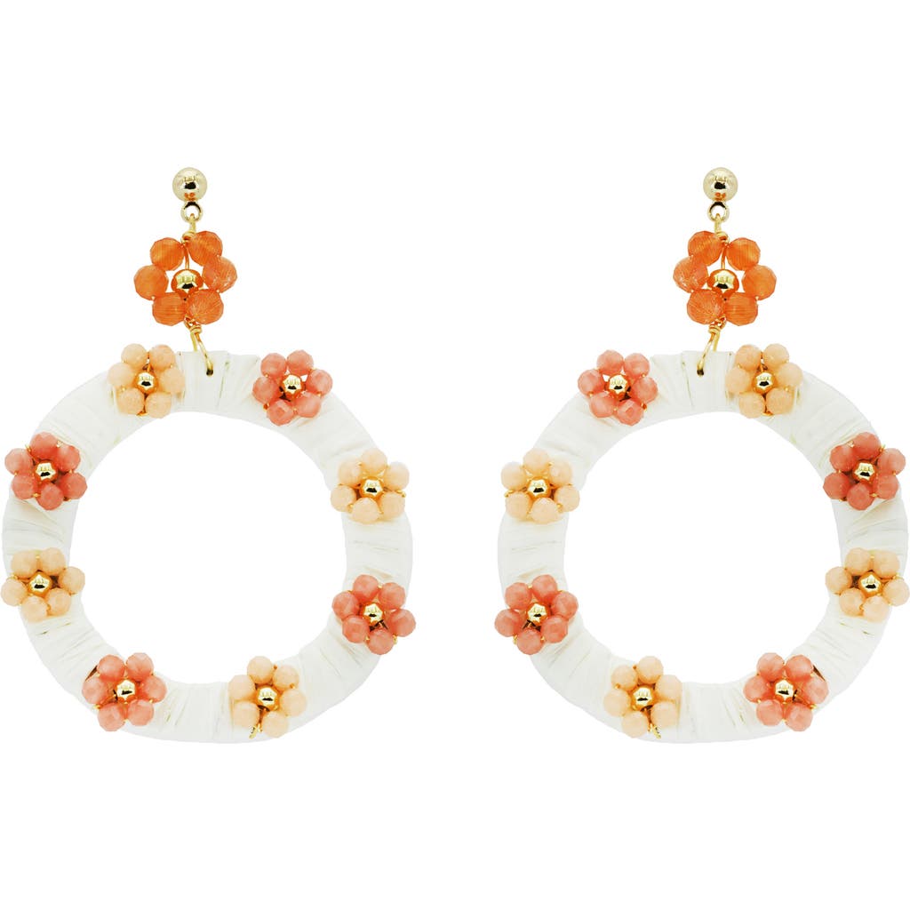 Panacea Multiflower Circle Drop Earrings In Coral