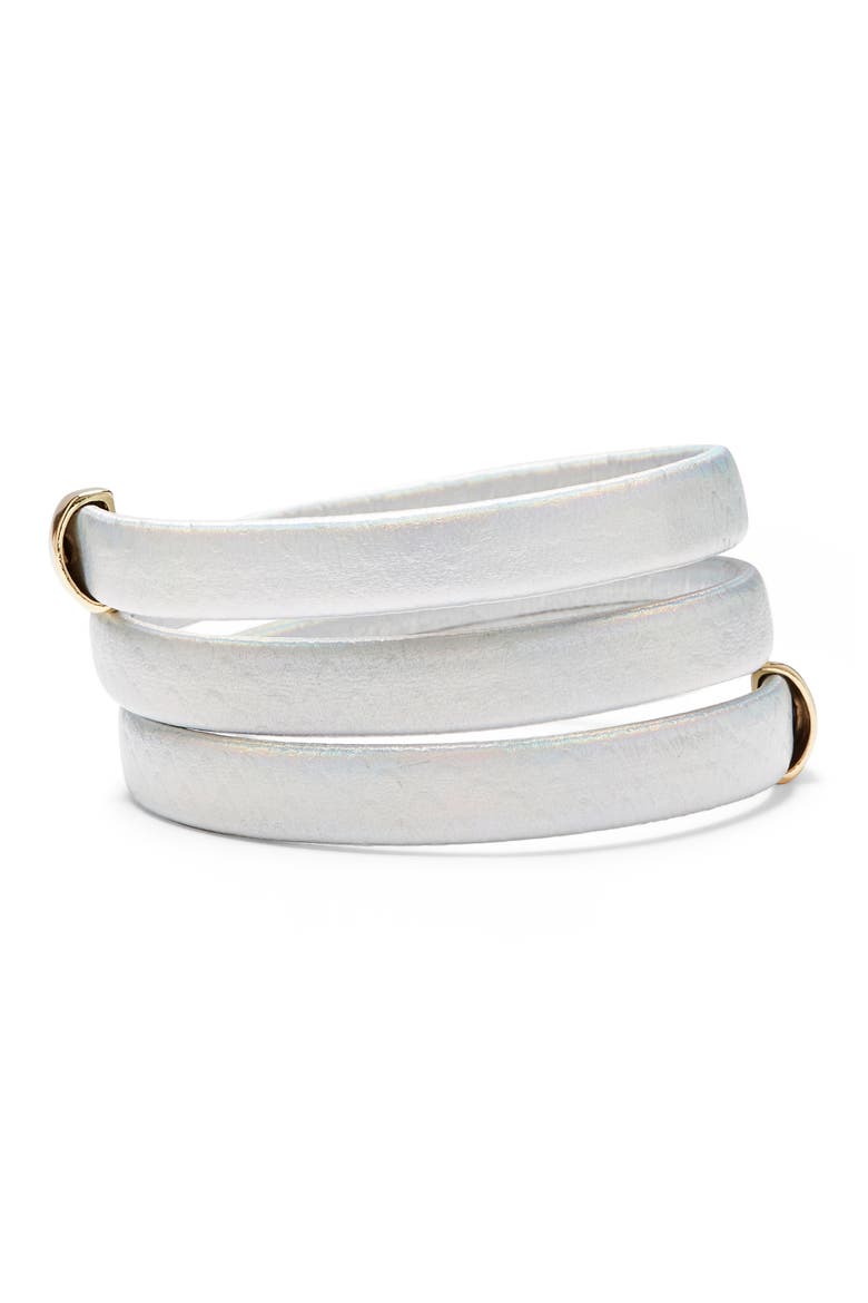 Leather Wrap Bracelet, Main, color, GOLD/ METALLIC-SILVER MULTI