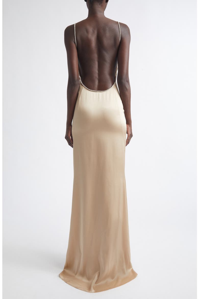 Crystal Chain Satin Gown, Alternate, color, BEIGE/ CRYSTAL