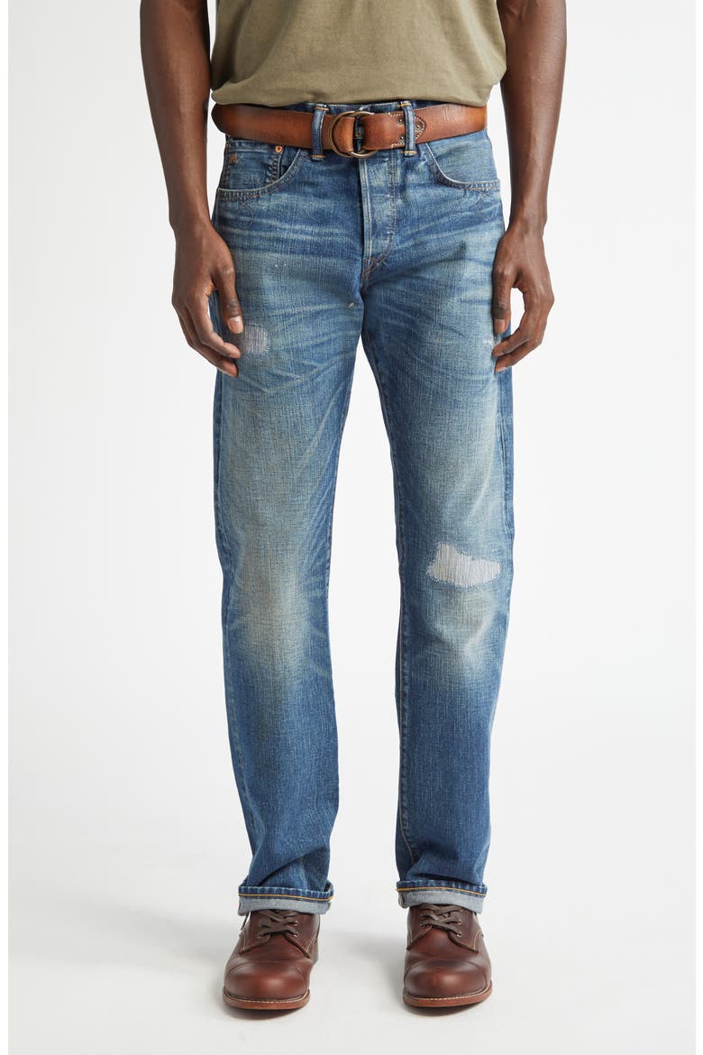 Slim Fit Rip & Repair Selvedge Bootcut Jeans, Main, color, SUTTON WASH