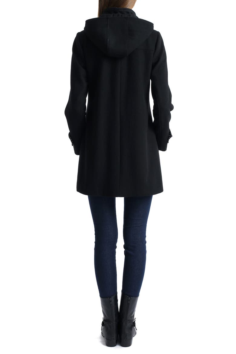 Paisley Wool Blend Maternity Duffle Coat, Alternate, color, BLACK