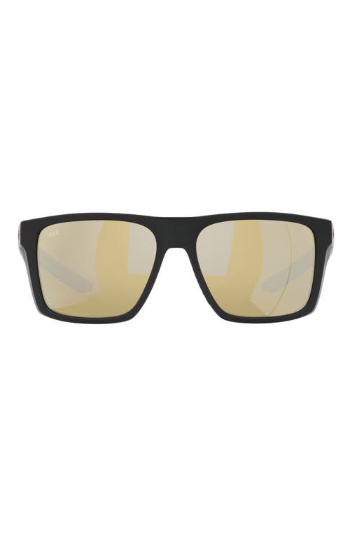 Costa Del Mar 57mm Polarized Square Sunglasses In Matte Black/sunrise Silver