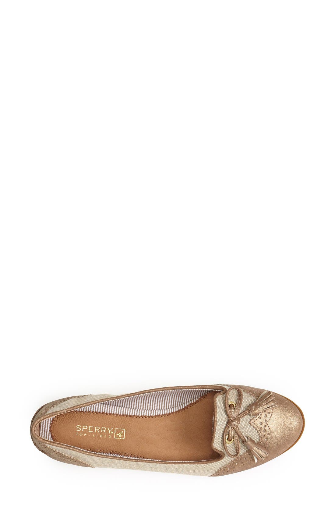 Sperry 'Harper' Leather Flat, Alternate, color, LINEN/ BRONZE