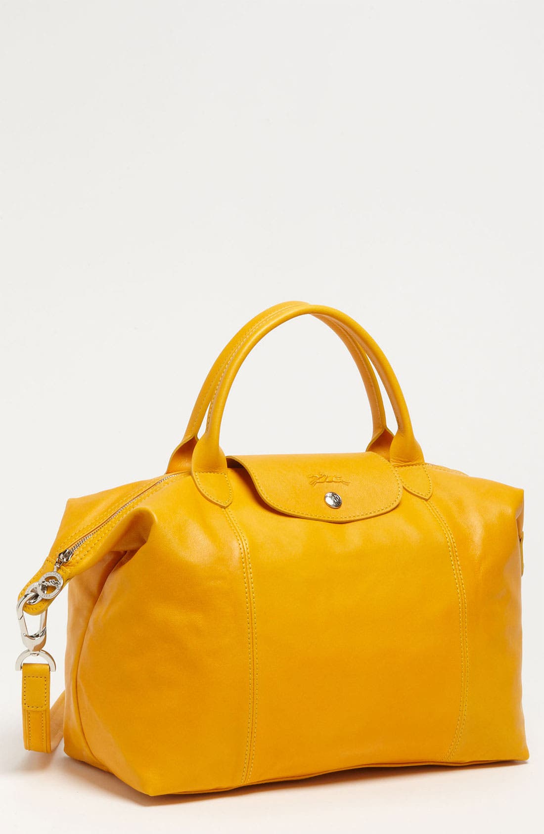 Longchamp Medium 'Le Pliage Cuir' Leather Top Handle Tote