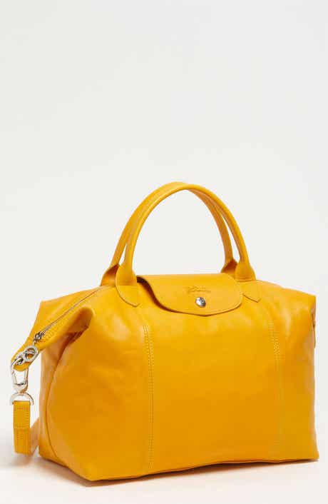 Longchamp Medium 'Le Pliage Cuir' Leather Top Handle Tote