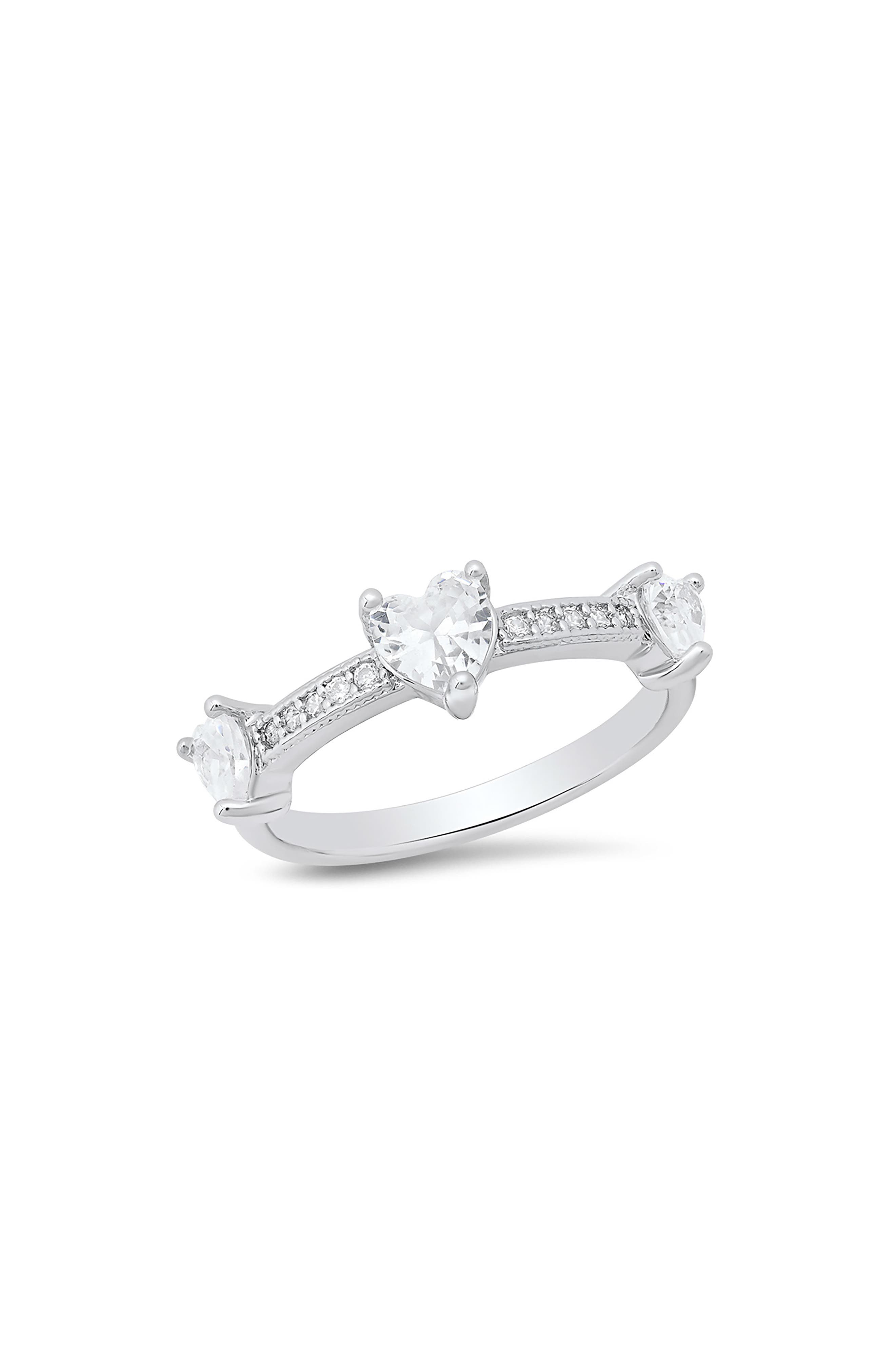 HMY JEWELRY Simulated Diamond Heart Pavé Ring