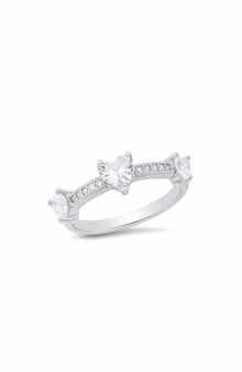 HMY JEWELRY Simulated Diamond Heart Pavé Ring
