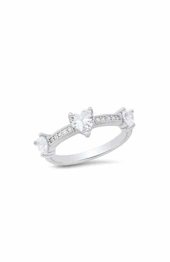 HMY JEWELRY Simulated Diamond Heart Pavé Ring