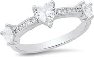 HMY JEWELRY Simulated Diamond Heart Pavé Ring